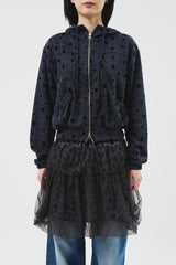 (W) Dual Dot Hooded Zip Up (2color)