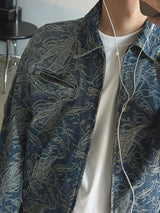 ASCLO Jacquard Denim Zipper Jacket (2color)