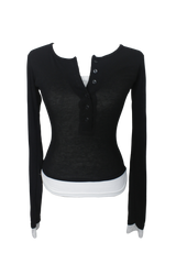 Button layered T (3color)
