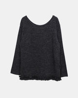 へリンストライプフリルロングスリーブTシャツ