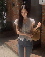 Surfy Embroidered Shirring Blouse