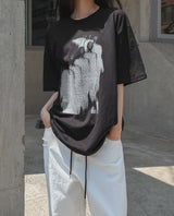 ピーポープリンティドコットン半袖Tシャツ