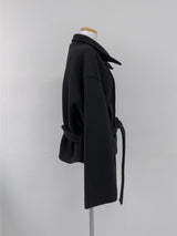 [wool70%] バーネットウールベルテッドショートコート