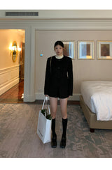 Black round wool no collar jacket