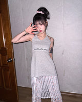 (2color) Wave Flower Lace Sheer Wrap Skirt