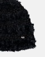 Stripe Fur Beanie - Black