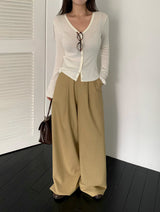 Meld Buckle Pintuck Slacks Pants