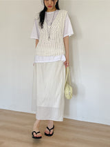 Popcorn Lace-up V-Neck Knit Vest