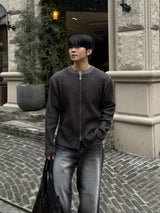 Fog lip zip-up knitwear