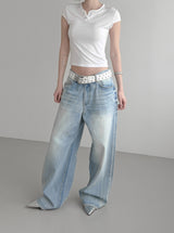 (Unisex) Lumen Double Pocket Washed Denim