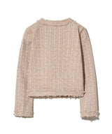 85-VIVAJ048 Multi-Color Crop Tweed Jacket Pink