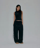 TATTOOED GRAPHIC COWL SLEEVELESS_BLACK