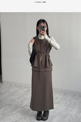 Rib Mock Neck Cardigan T-Shirt