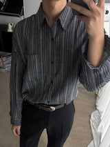 ASCLO Linen Denim Stripe Over Shirt (2color)