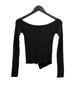 Curved off-shoulder knit