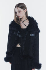 LUNA BELTED SHEARLING JACKET black