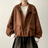Fumo High Neck Banding Suede Jumper
