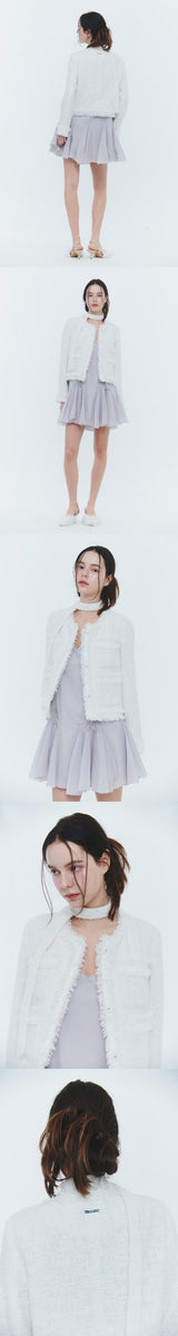 LUCY SCARF TWEED JACKET white