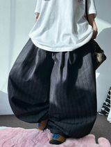 STRIPE NON-FADE DENIM VER ❤‍🔥 ツープリーツバルーンコットンパンツ 🖤 - 2 COLORS