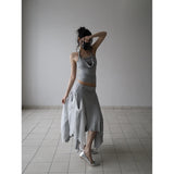 【MADE】chiffon flutter skirt, gray