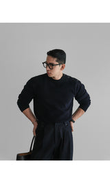 コットンボタンラウンドニット [Navy]
