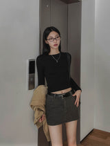 Bestie Low-rise Cotton Skirt (+belt set)
