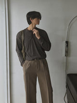 ASCLO ソフトボーダー ヘンリーネックTシャツ(2color)