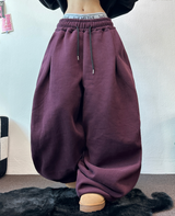 PARACHUTE TWO PINTUCK BALLOON LONG WIDE PANTS 🖤🩶💜🤎🩷5COLOR