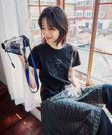 キャットガールスリムTシャツ - ブラック