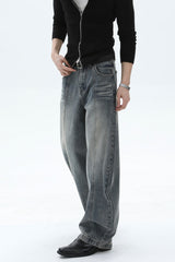 Washed Deconstructed Wide Leg Jeans