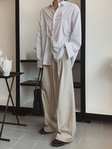 Modern three-tuck wide slacks
