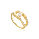 Pearl Sparkle 925 Silver + 14 gold plating Ring R054-02G
