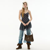 [SET] Medium Buckle Hobo Shoulder Cross Bag _ Brown