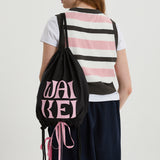 Logo applique ribbon string bag