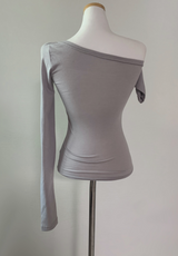 Gateni shirring unbal top (light gray)