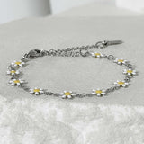 ss-Daisy flower motive array bracelet_white yellow