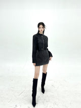 1059. Star stud suede crop jk (2color)