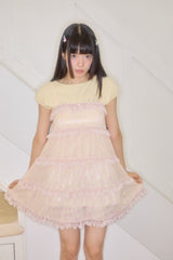 KIRI SKULL CANCAN MINI CHIFFON DRESS (YELLOW)