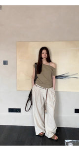Khaki Collection オーバーサイズショルダー 半袖Tシャツ