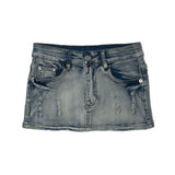 Micro low denim skirt