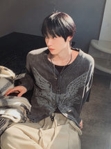 Riggle Washed V-Neck Knit Cardigan