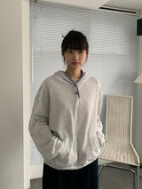 Darun Waffle Color Matching Button Hoodie