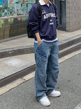 Tachi washed cargo denim pants