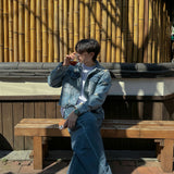 De Lap High Damage Crop Denim Jacket (2color)