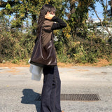 [Daily Bag👜] ナイトレザーショルダーバッグ ビッグバッグ ボブサンバッグ 旅行バッグ ノートパソコンバッグ 3色 [Brown only]