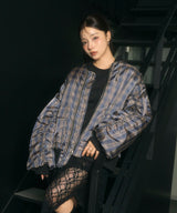 UNISEX オーバーサイズチェックブルゾン