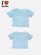 Short-sleeved cropped T-shirt with coloring lettering