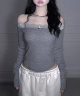 Knit Lace Off Tee (4colors)