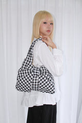 check ribbon shoulder bag