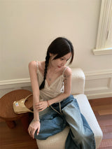 Mini heart V-neck sleeveless tee